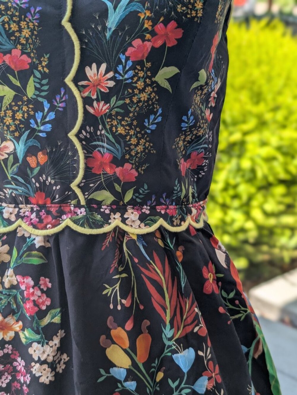 Farm Rio “black delicate forest” midi dress, XXS, NWT - Picture 2 of 3